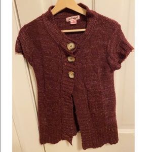 Girls Short Sleeve Cardigan Maroon